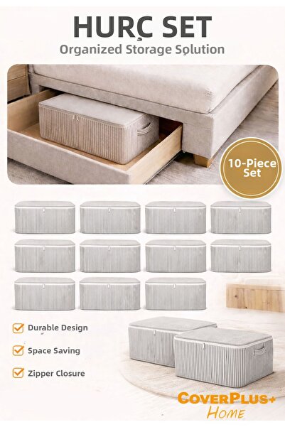 CoverPlus أنثراسايت مخطط سرير قابل للتحويل وصندوق تخزين تحت السرير لحاف، لتخز...