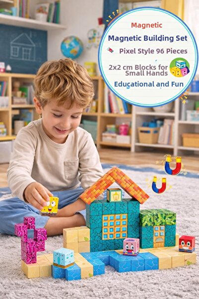 TOYFEST مجموعة مكعبات بناء مغناطيسية على شكل سبونج بوب سكوير بيكسل ستايل، 2×2...
