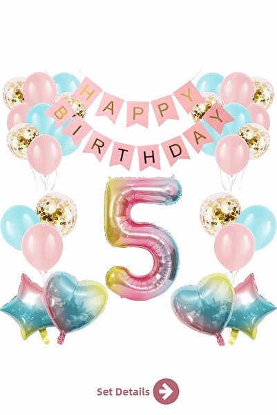 Bunloon 5 Year Old Birthday Balloon Set Happy Birthday Party Decorations