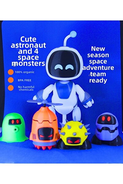 MODELİKA Astro Toy Set 5-Piece Astro Robot Astronaut and 4 Astro Robot Aliens...