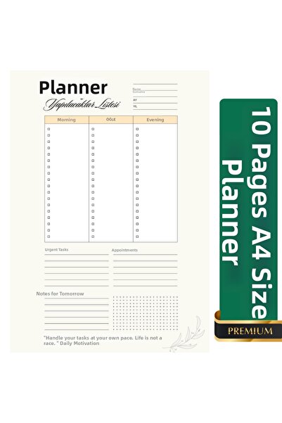 Organik Yolda 10 Planner Sheets in A4 Size