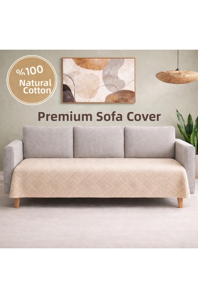 ÇIQRIK HOME قطن براميت منسوج كولثيكس غطاء أريكة مانع للانزلاق، قابل للغسل، تص...