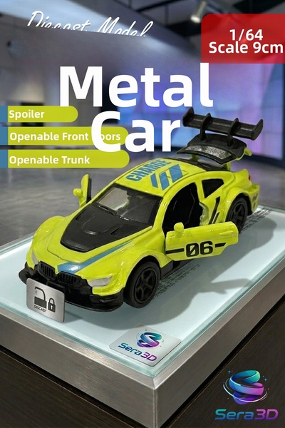 sera3d 1:64 Scale Metal Diecast Pull-Back Car - Collectible Model with Openin...