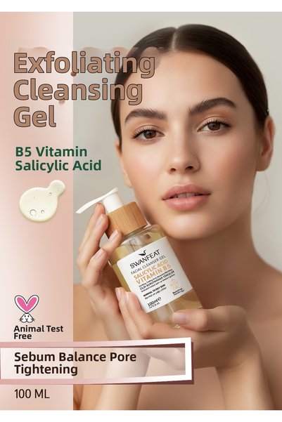 SWANFEAT Facial Cleansing Gel with Vitamin B5, Alcohol-Free, for Oily and Normal Skin 100ml