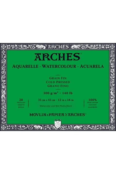 Arches Watercolor 300gr 31x41cm 20yp Cold Pressed Watercolor Block / A1795062
