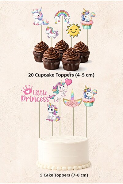 Sinek Kupası Tasarım Unicorn Concept 5 piese tort 20 piese mini set cupcake D...