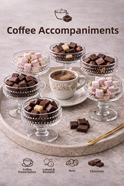 Berdina Home طقم تقديم زجاجي مكون من منقوش قطع بـ6 أقدام، طقم تقديم القهوة وا...