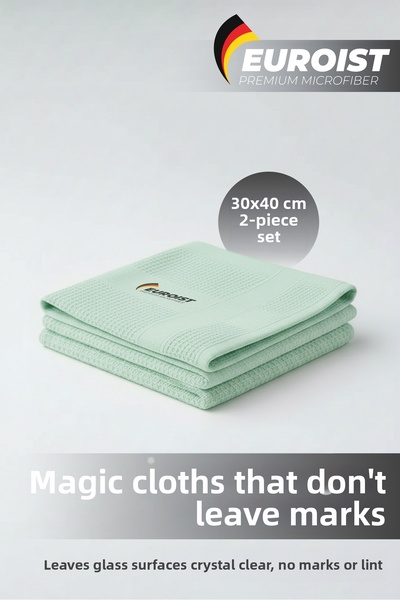 euroist قطعة قماش تنظيف من الألياف الدقيقة باللون الأخضر - الزجاج، المرآة، ال...