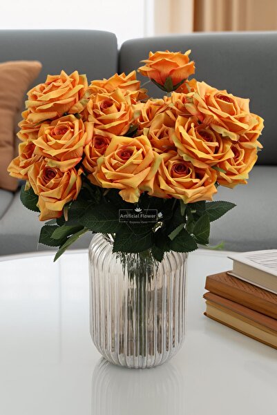 Yapay Çiçek Deposu Buchet de 9 trandafiri Bağdat artificiali, 42 cm, portocaliu