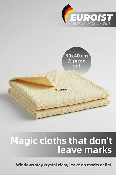 euroist Yellow Microfiber Cleaning Cloth - 2 Pieces, 30X40 Cm, Glass, Mirror,...