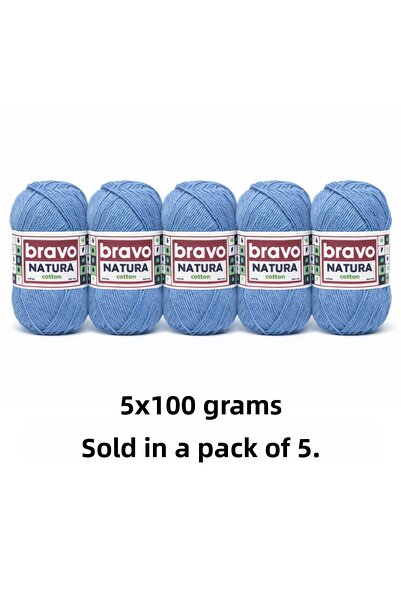 Bravo Natura Cotton Blue 603 Cotton Yarn 100Gr 200Mt Knitting Yarn Amigurumi ...