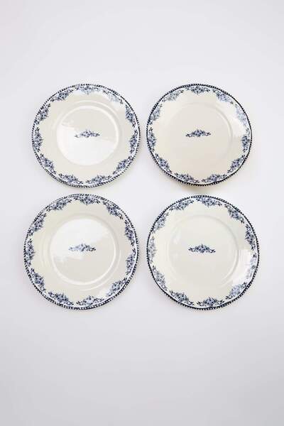 TRENDYOLMİLLA HOME 4-Piece Vintage Floral Design Porcelain Cake Set Tphss26Tb...