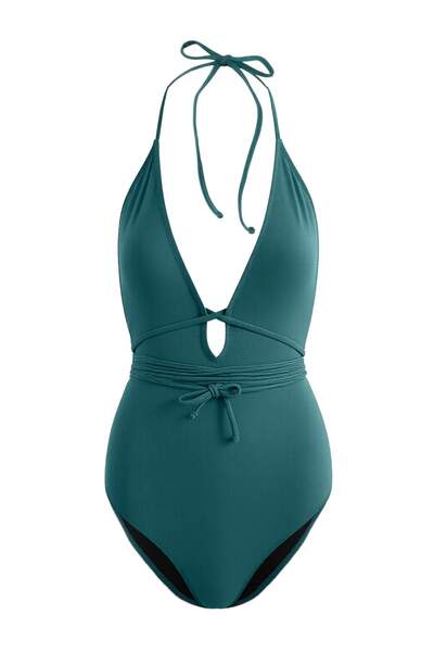 Trendyol Collection Бански костюм с дълбоко V-образно деколте, покрита връзка...