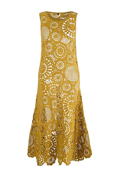 Trendyol Collection Rochie de plajă maxi din tricotaje verde ulei TBESS26EL00042