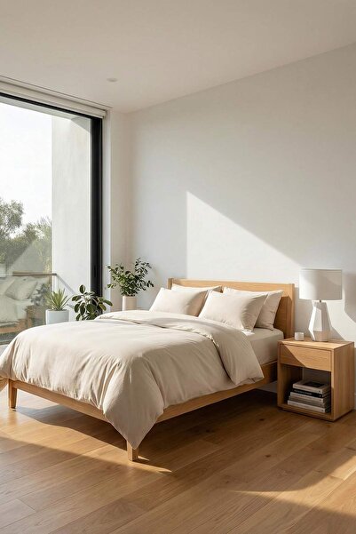 TRENDYOLMİLLA HOME Bež dvostruki pamučni satenski premium set navlaka za popl...