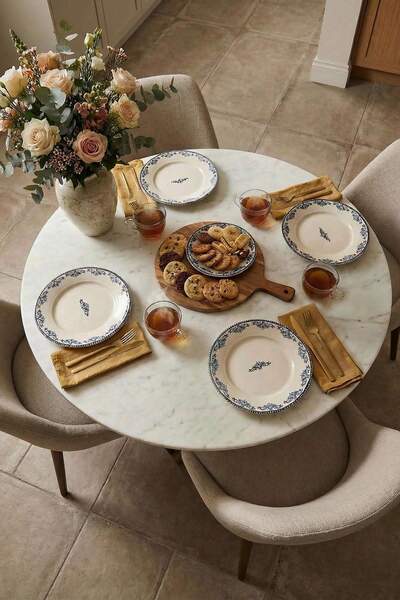 TRENDYOLMİLLA HOME Σετ 4 τεμαχίων από πορσελάνινα κέικ με vintage σχέδιο λουλ...