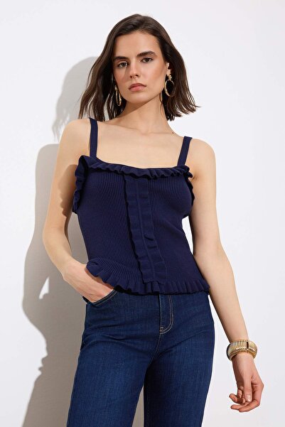 Trendyol Collection Ediție limitată, albastru marin, tricotaj subțire cu gule...