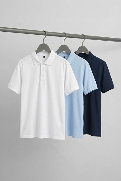 Trendyol Collection Μπλε ναυτικό - Μπλε-Λευκό Στενή/Εφαρμοστή Γραμμή 3-τεμαχι...