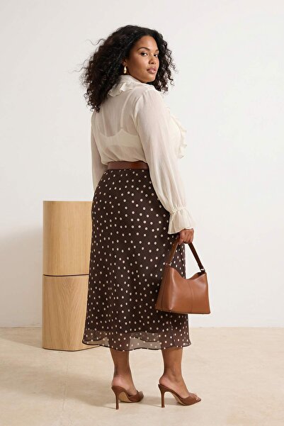 Trendyol Curve Smeđa suknja velike veličine Tkano TBBSS24AZ00024