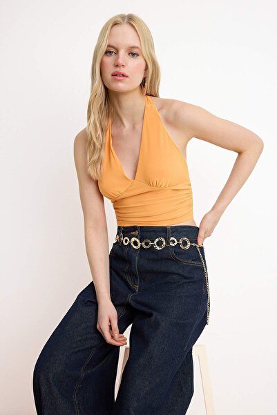 Trendyol Collection Orange Knitted Blouse Twoss24Bz00061