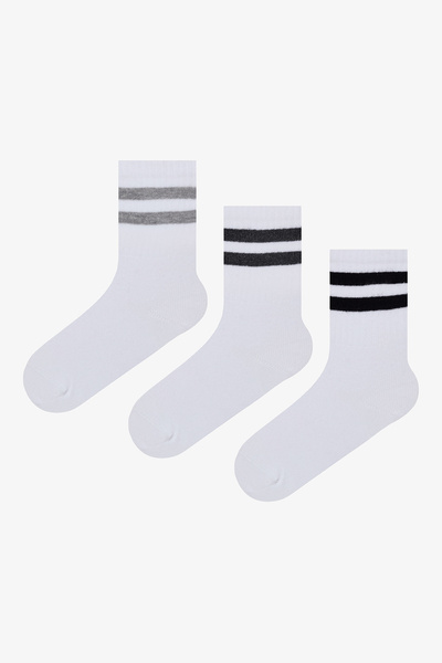 Penti Erkek Çocuk Lines 3lü Tenis Beyaz Soket Çorap