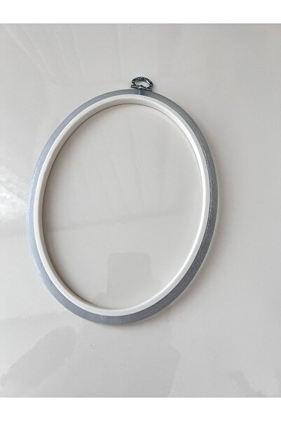 HelloPunch&Bags Ahşap Görünümlü BEYAZ ŞEFFAF Oval Pano Kasnak 4 Numara - 1 ADET