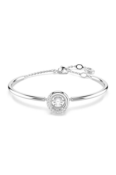 Swarovski Dextera Bileklik, Yuvarlak kesim, Beyaz, Rodyum kaplama