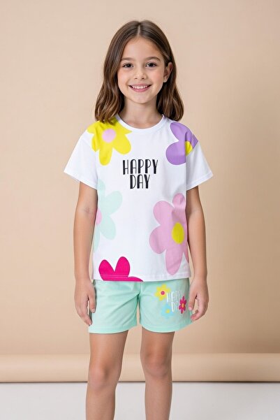 Cansın Mini Set de 2 bucăți pentru fete, cu tricou și pantaloni scurți cu imp...