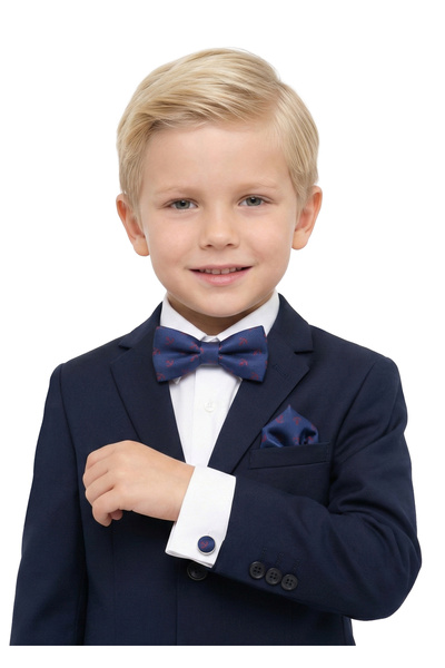 Doctor junior Boy's parliament red polka dot cufflink handkerchief bow tie set