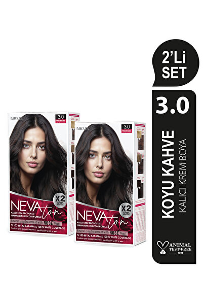 Nevaton 2'Lİ SET 3.0 KOYU KAHVE Kalıcı Krem Saç Boyası Seti (4 boya + 4 oksidan)