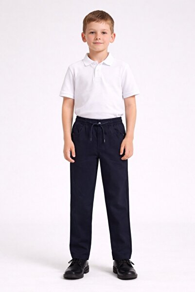 Cansın Mini Mornarsko plave školske pantalone za decu - Elastični struk, osno...