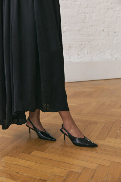 LUTVELIZADE Tocuri înalte 2610 - Tocuri înalte negre pentru femei cu vârf asc...