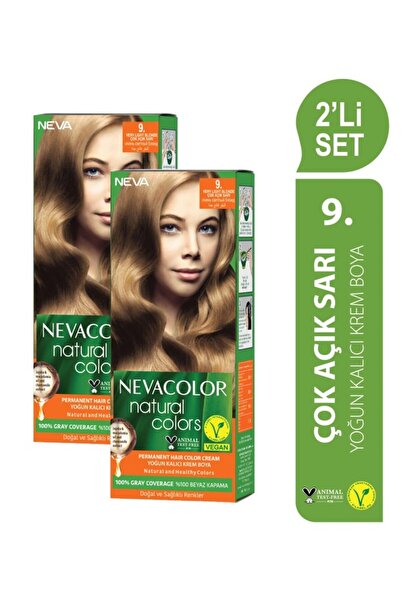Neva Color Natural Colors 2'Lİ SET 9. ÇOK AÇIK SARI Kalıcı Krem Saç Boyası Seti