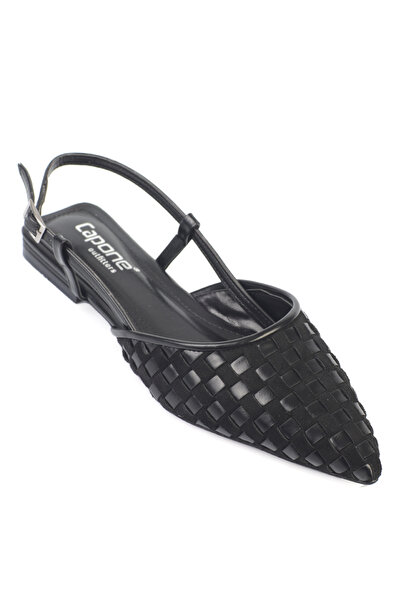 Capone Outfitters Kay Pointed Toe Suede Look Knitted Back-Strapped Women's Ba...