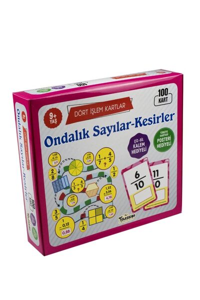 Teleskop Popüler Bilim Ondalık Sayılar - Kesirler Dört İşlem Kartlar 9 Yaş