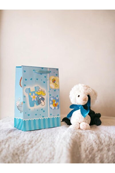 Parti Adresi Hoş Geldin Bebek Baby Shower Erkek Bebek Karton Hediye Çantası 2...