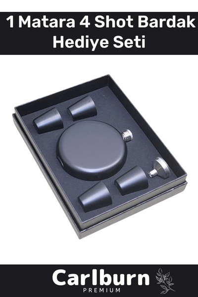 Carlburn Özel Üretim Uzun Süre Soğuk Tutan Kahve Çelik Kutulu 1 Matara 4 Shot...