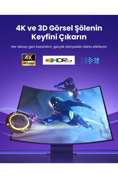 Ugreen Braided Hdmi 2.0 4k 60hz Video Transfer Cable 3 Meters
