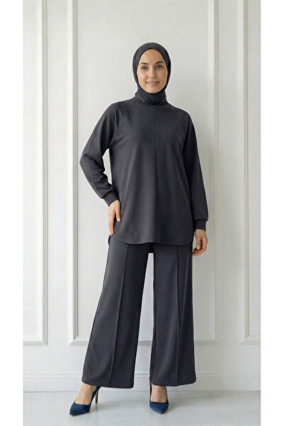 MİHRA STORE Ευέλικτο Σετ Παντελονιού με Ραμμένες Λεπτομέρειες στο Μπροστινό Μ...