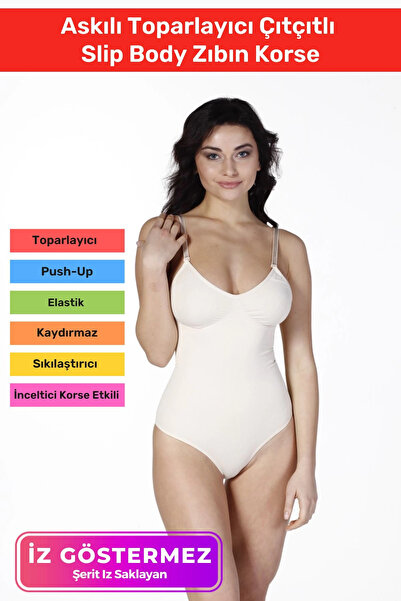Carlburn Body Push-Up Slip cu tăiere cu laser - Corset body cu fixare și ridi...