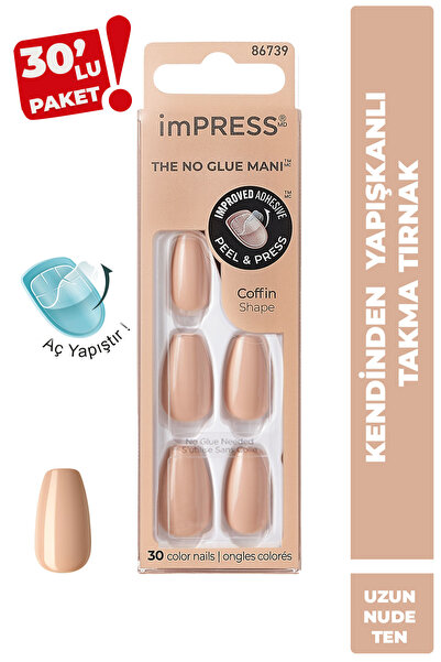 Impress Kendinden Yapışkanlı Takma Tırnak Uzun Nude Latte