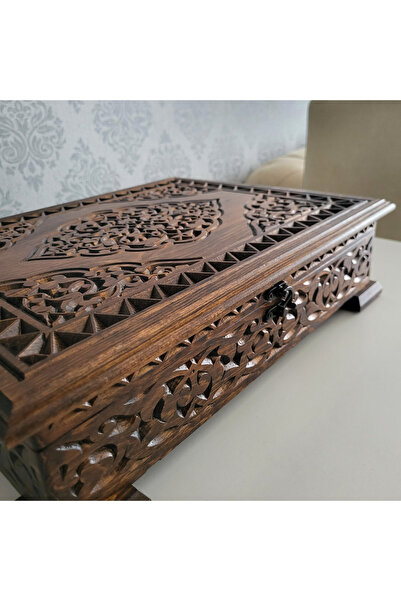 COPPERMALL HANDMADE صندوق خشبي للقرآن الكريم كبير الحجم للتخزين وكهدية