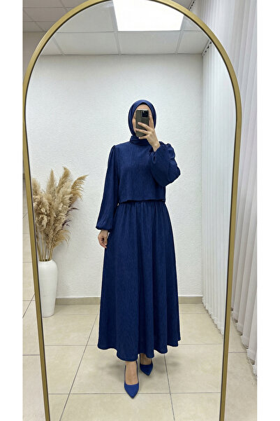 MİHRA STORE Σετ Φούστας με Μανίκια Μπαλόνι Gülsüm - EK211 Ναυτικό Μπλε