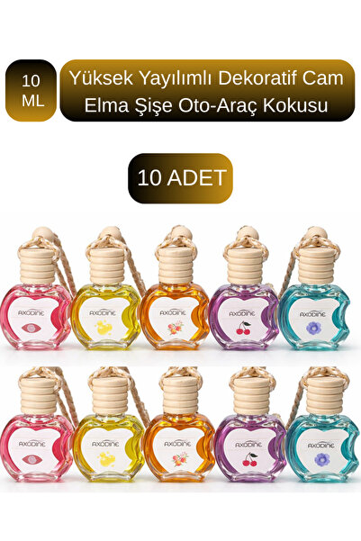 axodine Yüksek Yayılımlı Dekoratif Cam Elma Şişe Oto-araç Kokusu 10 ml ( 10 A...