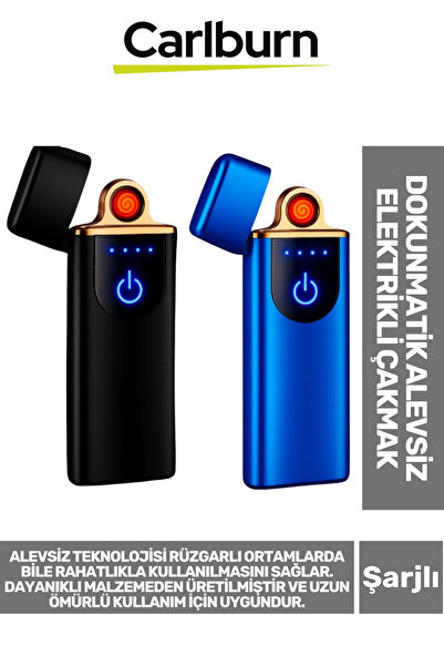 Carlburn Premium Usb Şarjlı Rüzgardan Etkilenmez Dayanıklı Uzun Ömürlü Dokunm...