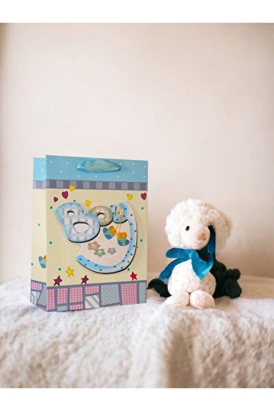 Parti Adresi Hoş Geldin Bebek Baby Shower Boy Bebek Karton Hediye Çantası 24x...