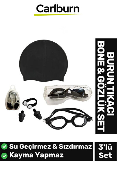 Carlburn Su Geçirmez Silikon Havuz Deniz Bone Şapkası Yüzücü Gözlüğü Elastik ...