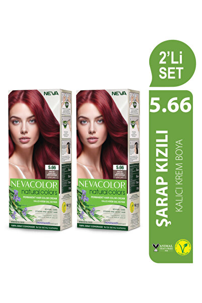 Neva Color Natural Colors 2'Lİ SET 5.66 ŞARAP KIZILI Kalıcı Krem Saç Boyası Seti