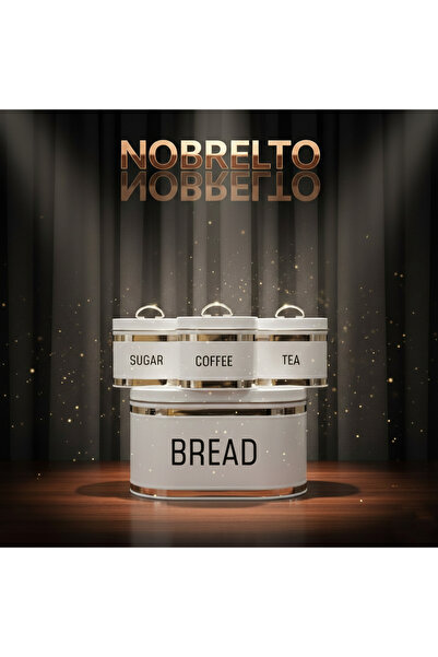 NOBRELTO Metal Ekmek Kutusu ve 3'lü Mutfak Saklama Kapları Seti - Karbon Çeli...