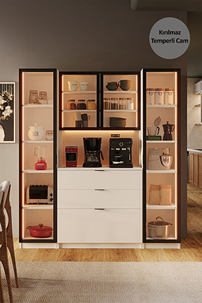 Avmpark Orea Çekmeceli Modüllü 1+1 Temperli Cam Kapaklı Kahve Köşesi Çok Amaç...